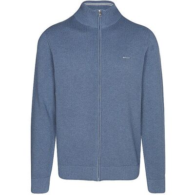 GANT Bavlněný piqué svetr (8040524) - denim modrý melange GANT Bavlněný piqué svetr (8040524) - denim modrý melange