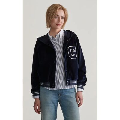 GANT - Varsity Velour Hoodie - Večerní modrá - Velour - Hoodie GANT - Varsity Velour Hoodie - Večerní modrá - Velour - Hoodie
