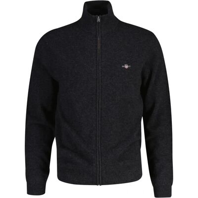 GANT Modell XL Anthrazit Lammwoll Reißverschluss Cardigan - Jacke GANT Modell XL Anthrazit Lammwoll Reißverschluss Cardigan - Jacke