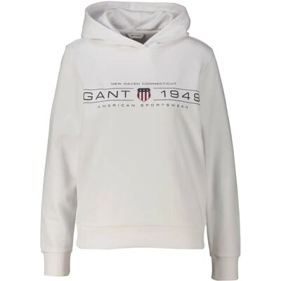 GANT REG SHIELD HOODIE - Bavlna, Bílá - Mikina s kapucí GANT REG SHIELD HOODIE - Bavlna, Bílá - Mikina s kapucí