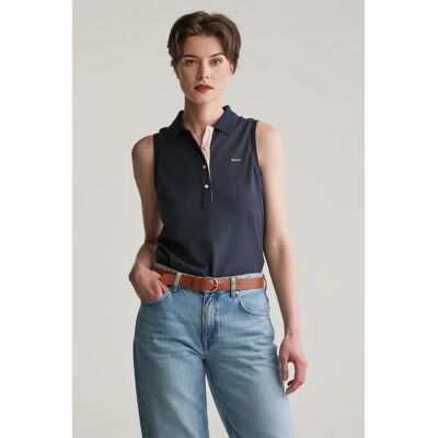 GANT Kontrastní límec Piqué - Evening Blue - Cotton - Sleeveless - Polo GANT Kontrastní límec Piqué - Evening Blue - Cotton - Sleeveless - Polo
