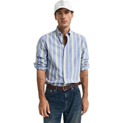 GANT Økologisk Bomull Regular Fit Stripes Oxford Skjorte - Mørk Blå GANT Økologisk Bomull Regular Fit Stripes Oxford Skjorte - Mørk Blå