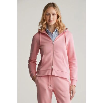 GANT Tonal Shield Zip Hoodie - Geranium Pink - Regular Hoodie GANT Tonal Shield Zip Hoodie - Geranium Pink - Regular Hoodie