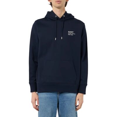 Gant Blå Hoodie Liten Grafisk Nya York Gant Blå Hoodie Liten Grafisk Nya York