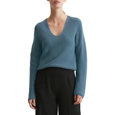 MARC O'POLO Blau Baumwoll V-Ausschnitt Pullover - Sweater MARC O'POLO Blau Baumwoll V-Ausschnitt Pullover - Sweater