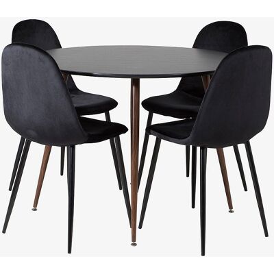 Venture Home Pia Rund MDF Matgrupp - 4 Stolar - Svart Venture Home Pia Rund MDF Matgrupp - 4 Stolar - Svart