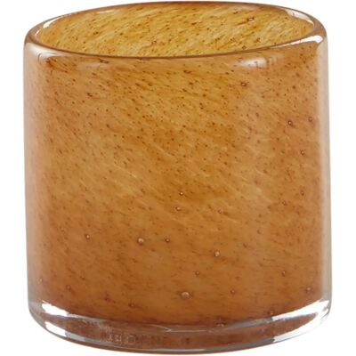 BOSS Support de bougie / Vase en verre fait main - 8,5cm - Marron moutarde BOSS Support de bougie / Vase en verre fait main - 8,5cm - Marron moutarde