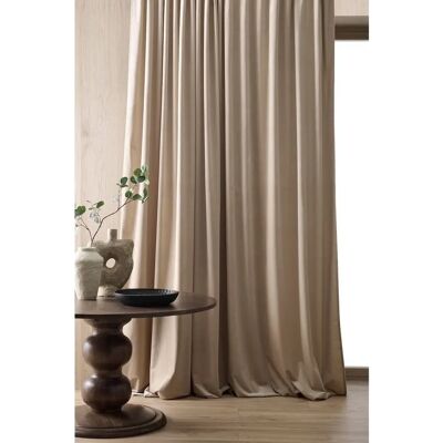 Ellos Home - Velourgardin med rynkebånd - 290cm - Beige - For standard og store vinduer Ellos Home - Velourgardin med rynkebånd - 290cm - Beige - For standard og store vinduer