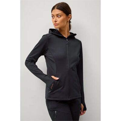 Áhkká Power Fleece FZ Hoodie - Sort - Hættemidterlag til kvinder Áhkká Power Fleece FZ Hoodie - Sort - Hættemidterlag til kvinder