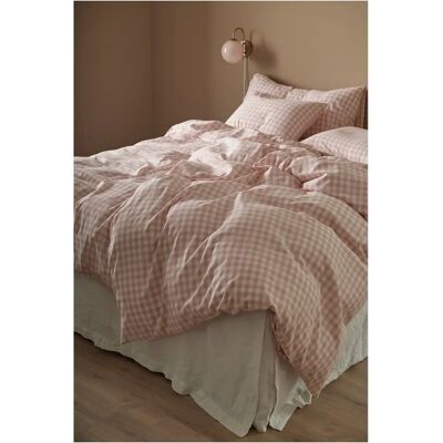 Ellos Home - Modell Dorene Check - Ekologiskt satinsätt till sängkläder - Rosa Ellos Home - Modell Dorene Check - Ekologiskt satinsätt till sängkläder - Rosa