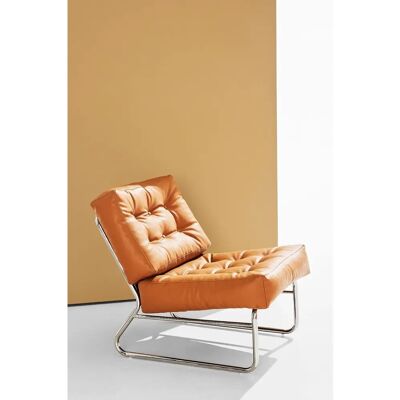 Pastill Luca Lounge stol - Vegansk læder, Kromramme, Brun - Lounge stol Pastill Luca Lounge stol - Vegansk læder, Kromramme, Brun - Lounge stol