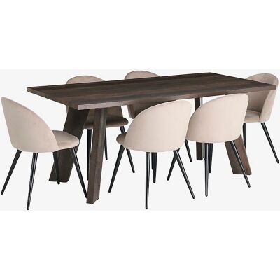 &Home Landlig spisebord med 1 bord + 6 stoler - Brun - Spisegrupper &Home Landlig spisebord med 1 bord + 6 stoler - Brun - Spisegrupper