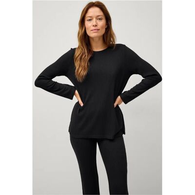 Ellos Collection Edith Sorte ribstrikket jersey-top - Top Ellos Collection Edith Sorte ribstrikket jersey-top - Top