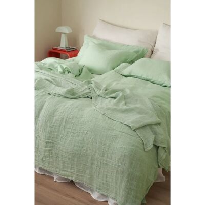 Ellos Home - Candice Grating Linne Duvetdeksel - Grønn 150x250 Ellos Home - Candice Grating Linne Duvetdeksel - Grønn 150x250