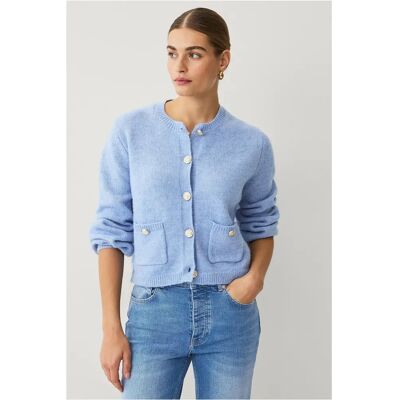 Ellos Collection - Dame Cardigan Blå Lang Bobleermansjerme Ellos Collection - Dame Cardigan Blå Lang Bobleermansjerme