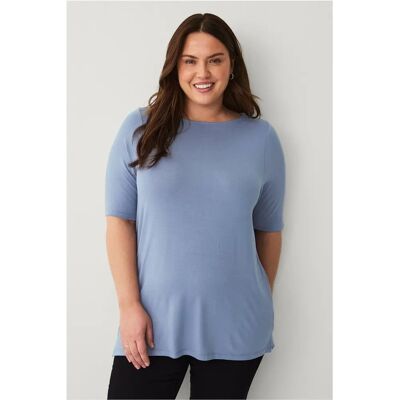 Ellos Plus samling - Blødt boatneck-top - Blå - Top Ellos Plus samling - Blødt boatneck-top - Blå - Top
