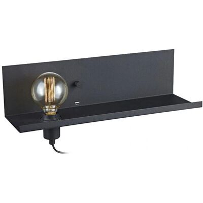 Markslojd Schwarze Metall Wandlampe mit USB - E27, 60W - 50cm Markslojd Schwarze Metall Wandlampe mit USB - E27, 60W - 50cm