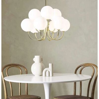 Suspension Markslojd Bianco - 9 Globes, Blanc, Or - Publicité Suspension Markslojd Bianco - 9 Globes, Blanc, Or - Publicité