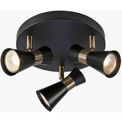Markslojd Folie 3 Lumières LED Spot - Noir & Laiton - Spot plafond Markslojd Folie 3 Lumières LED Spot - Noir & Laiton - Spot plafond