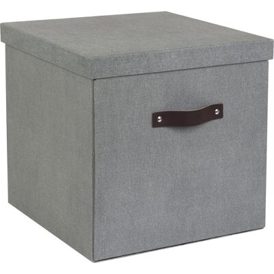 Bigso Box of Sweden Logan Grå förvaringslåda med läderhandtag Bigso Box of Sweden Logan Grå förvaringslåda med läderhandtag