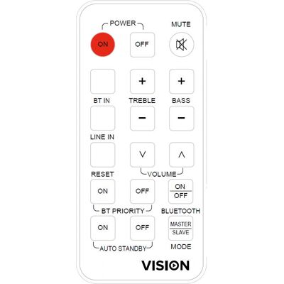 Télécommande Vision pour CS-1900P, SP-1800PBT - IR/Bluetooth Télécommande Vision pour CS-1900P, SP-1800PBT - IR/Bluetooth
