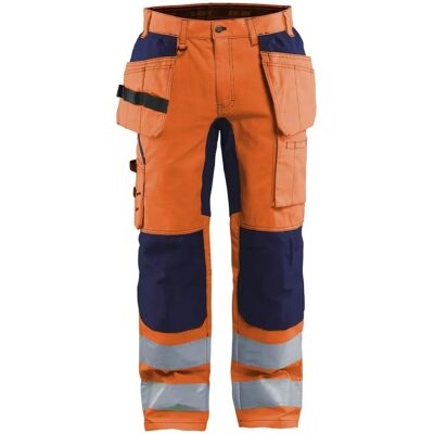 Blåkläder 1552 Høy Synlig Arbeidsbukse med Stretch - Oransje/marineblå - Arbeidsbukse Blåkläder 1552 Høy Synlig Arbeidsbukse med Stretch - Oransje/marineblå - Arbeidsbukse