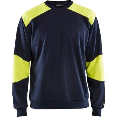 Blåkläder 3458 Flammeskyddende arbejdscrewneck - Herre - Marineblå/Gul - 2XL Blåkläder 3458 Flammeskyddende arbejdscrewneck - Herre - Marineblå/Gul - 2XL