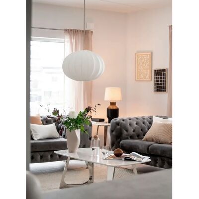 PR Home Hilma Ribbet jerseystof loftlampe - 60cm - Hvid - Loftlampe PR Home Hilma Ribbet jerseystof loftlampe - 60cm - Hvid - Loftlampe