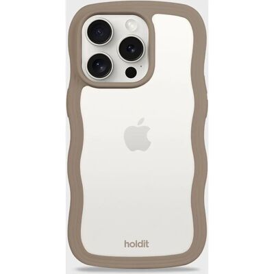 Holdit Telefoontas Wavy Mocha Brown / Transparant - iPhone 15 Pro Max - Telefoonhoesje Holdit Telefoontas Wavy Mocha Brown / Transparant - iPhone 15 Pro Max - Telefoonhoesje