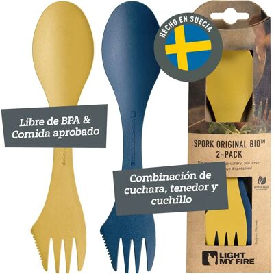 Light My Fire Spork Original Bio 2-pack Giallo Musty / Blu Nebbioso - Utensili da Campeggio Light My Fire Spork Original Bio 2-pack Giallo Musty / Blu Nebbioso - Utensili da Campeggio
