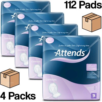 Attends Contours Regular 9 Protections d'Incontinence - Modérée à Forte - Publicité Attends Contours Regular 9 Protections d'Incontinence - Modérée à Forte - Publicité