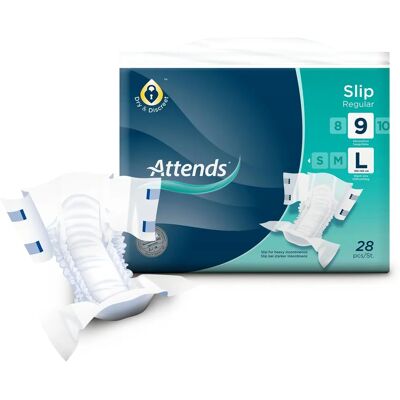 Attends Slip Regular Grand - Protection d'incontinence - Publicité Attends Slip Regular Grand - Protection d'incontinence - Publicité