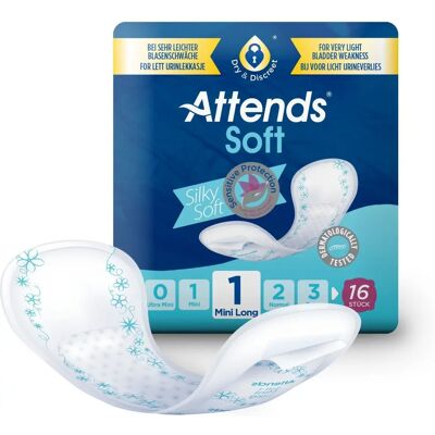 Attends Soft 1 Mini Long - Protection urinaire légère - Publicité Attends Soft 1 Mini Long - Protection urinaire légère - Publicité
