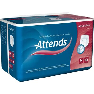 Attends Adjustable - 10 M 21 St - Pantalons d'incontinence - Publicité Attends Adjustable - 10 M 21 St - Pantalons d'incontinence - Publicité