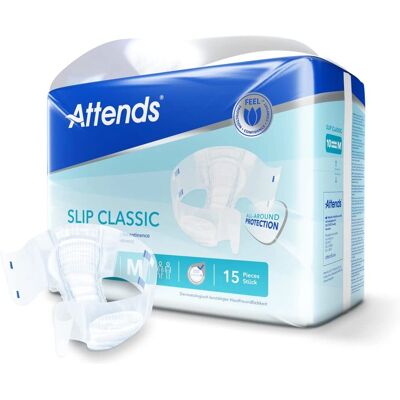 Attends Slip Classic 10 Medium - 6 Verpakkingen van 15 - Volwassen Luiers Attends Slip Classic 10 Medium - 6 Verpakkingen van 15 - Volwassen Luiers