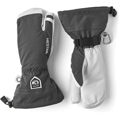 Hestra Army Leather Heli Ski 3-Finger Handske - Vattentät, Isolerad, Grå Hestra Army Leather Heli Ski 3-Finger Handske - Vattentät, Isolerad, Grå