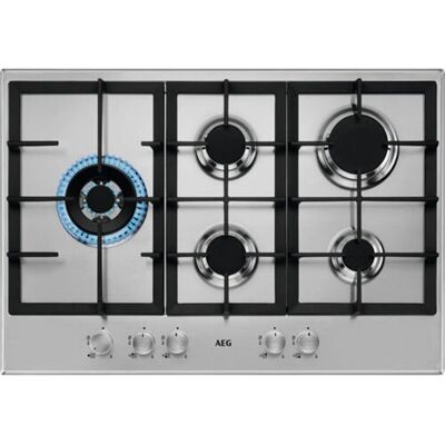 AEG HGB75500SM 75cm Series 3000 5 Burner Gas Hob - STAINLESS STEEL AEG HGB75500SM 75cm Series 3000 5 Burner Gas Hob - STAINLESS STEEL