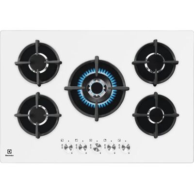 Electrolux KGG7537W 75 cm Table de cuisson à gaz avec 5 brûleurs - Publicité Electrolux KGG7537W 75 cm Table de cuisson à gaz avec 5 brûleurs - Publicité