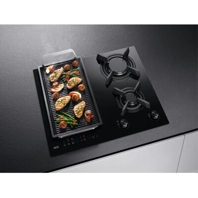 AEG HDB64623NB - Noir - Plaque de cuisson mixte induction et gaz AEG HDB64623NB - Noir - Plaque de cuisson mixte induction et gaz