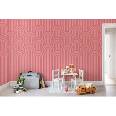 Rebel Walls - Happy Hills - Bubble Gum - Streifen - Wallpaper Rebel Walls - Happy Hills - Bubble Gum - Streifen - Wallpaper