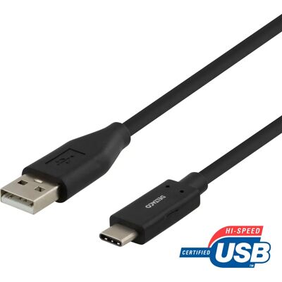 Deltaco USBC-1003 USB-kaapeli - USB 2.0 - 0,5 m - Musta Deltaco USBC-1003 USB-kaapeli - USB 2.0 - 0,5 m - Musta