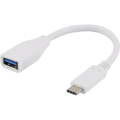 Deltaco USB-C to USB-A 3.0 adapteri - Valkoinen - 15cm Deltaco USB-C to USB-A 3.0 adapteri - Valkoinen - 15cm
