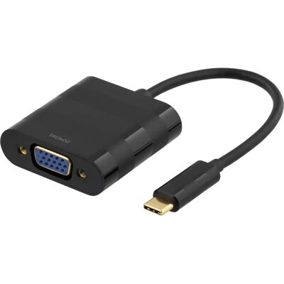 Deltaco USB-C to VGA videokadapter - Musta Deltaco USB-C to VGA videokadapter - Musta