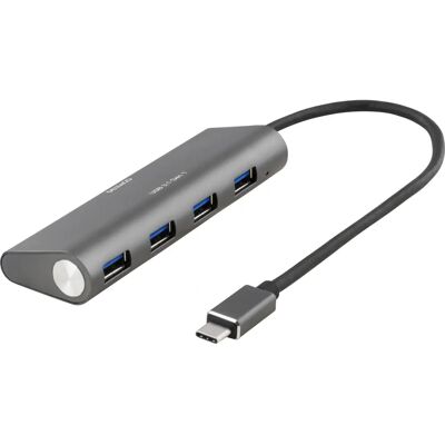 Deltaco USBC-1207 USB-C Hub - 4 Portit - Harmaa Deltaco USBC-1207 USB-C Hub - 4 Portit - Harmaa