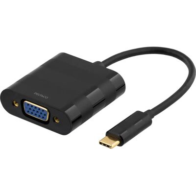 Deltaco USB-C to VGA Adapter - 10cm - Musta Deltaco USB-C to VGA Adapter - 10cm - Musta