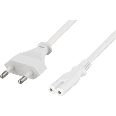Câble d'alimentation Deltaco DEL-109JN - 5m, Blanc, Prise Euro, C7 Câble d'alimentation Deltaco DEL-109JN - 5m, Blanc, Prise Euro, C7