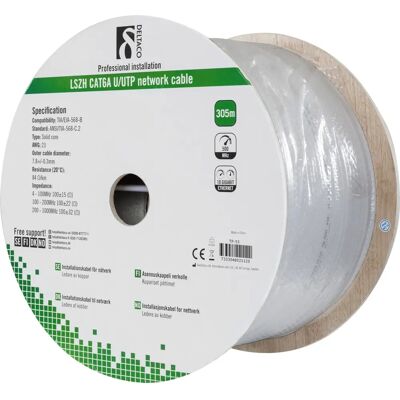 Deltaco TP-55 Verkkokuitu - 305m, Cat6a, U/FTP (STP) - Korkealaatuinen Asennuskaapeli Deltaco TP-55 Verkkokuitu - 305m, Cat6a, U/FTP (STP) - Korkealaatuinen Asennuskaapeli