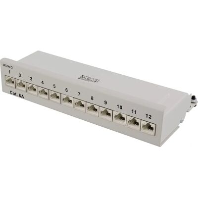 Deltaco Patch Panel 12xRJ45 Cat6a Seinälle - Liitäntäpaneeli Deltaco Patch Panel 12xRJ45 Cat6a Seinälle - Liitäntäpaneeli
