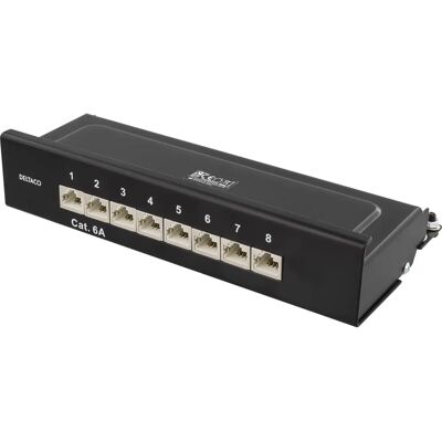 Deltaco Patch Panel - 8xRJ45 - Cat6a - Seinään kiinnitettävä - Metalli - Musta Deltaco Patch Panel - 8xRJ45 - Cat6a - Seinään kiinnitettävä - Metalli - Musta