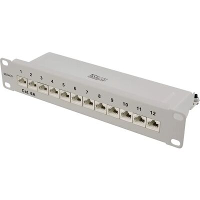 Deltaco 10-PATCH14 - 10-tuumainen rack-asennettava patch-paneeli, 12 RJ45-porttia - Harmaa Deltaco 10-PATCH14 - 10-tuumainen rack-asennettava patch-paneeli, 12 RJ45-porttia - Harmaa